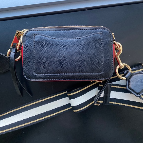 Marc Jacobs The Snapshot Leather Bag Red Black - Picture 11 of 12